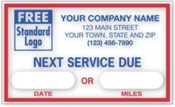 1690A Next Service Due Labels personalized with your business information