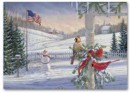 H56411 Countryside Cardinals Patriotic Holiday Card personalized with your business or personal information