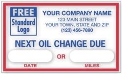 1690C Next Oil Change Due Label personalized with your business information