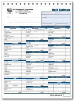 5564 Bath Estimate form personalized with your business information