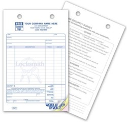 619 Locksmith Work Order Invoice personalized with your business information