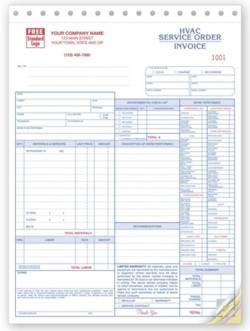 6501 HVAC Service Invoices personalized with your business information