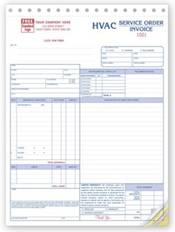 6532 HVAC Work Order Invoice personalized with your business information
