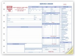 6534 Service Order Forms w/side-stub personalized with your business information