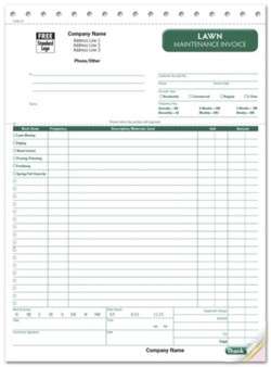 CON0123 Lawn Care Invoices personalized with your business information