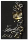 HH1678 Golden Menorah Hanukkah Cards