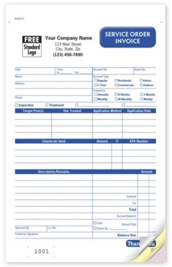 RHS6575 Pest Control Service Order form personalized with your business information